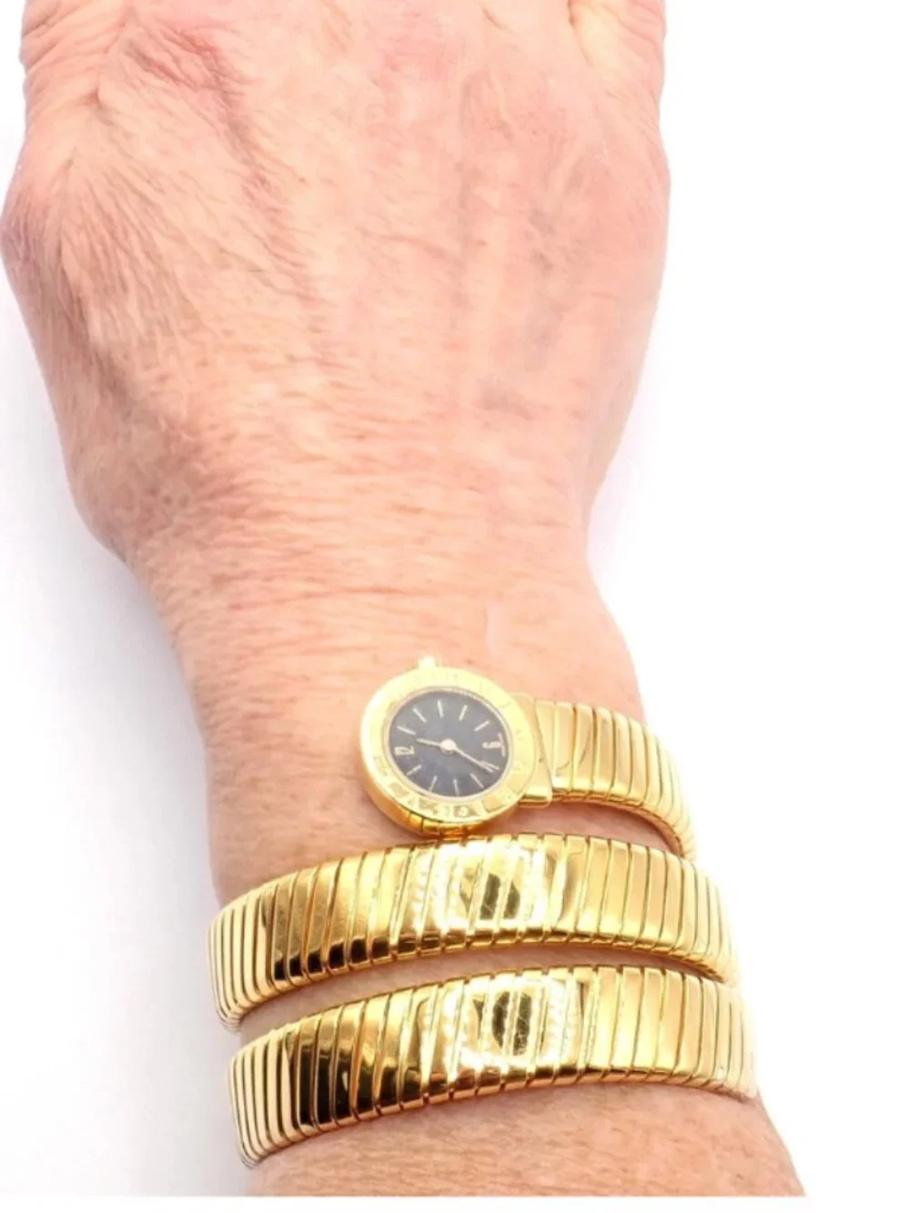 Authentic! Bulgari 18k Yellow Gold Tubogas Serpent Snake Bracelet Watch - Picture 9 of 12